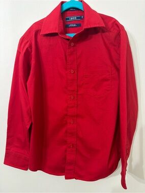 Izod Men's Red Long Sleeve Button-Down Shirt